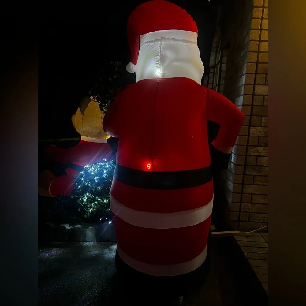 Christmas Inflatable Santa Claus with Teddy Bear LED Airblown Holiday Lights NIB